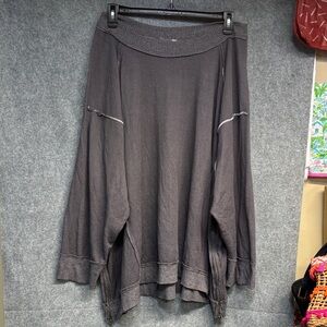 Free people Inside out oversized long sleeve side zip up  raw hem sweatshirt L